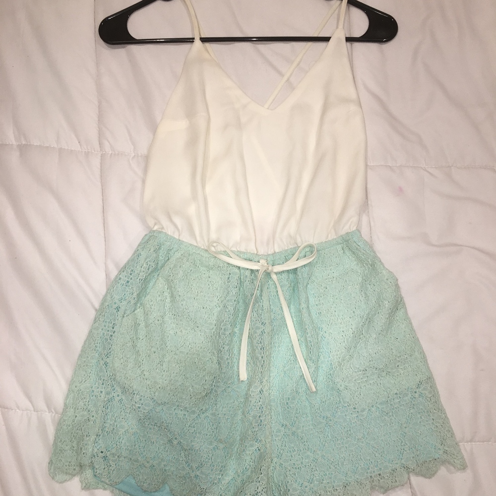 Satin and lace romper